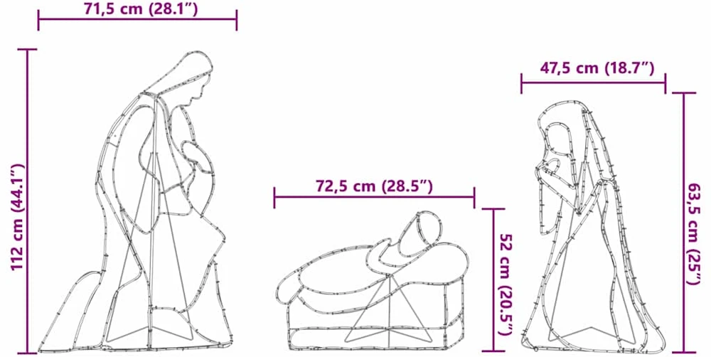 Apšviesta nativities scena Įvairiaspalvis 112 x 71,5 cm PVC