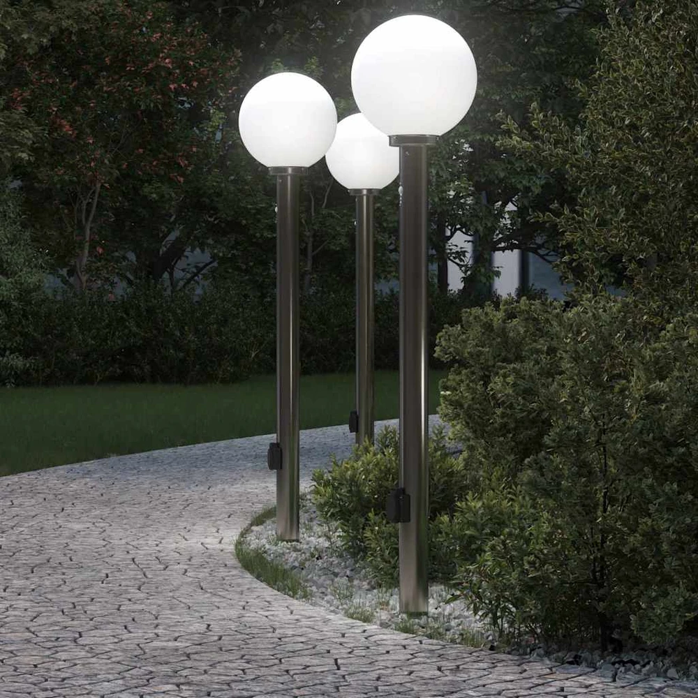 Pakabinamas šviestuvas Apšvietimo stulpeliai su jutikliu ir lizdu, 3 vnt., 120 cm, nerūdijantis plienas, IP44