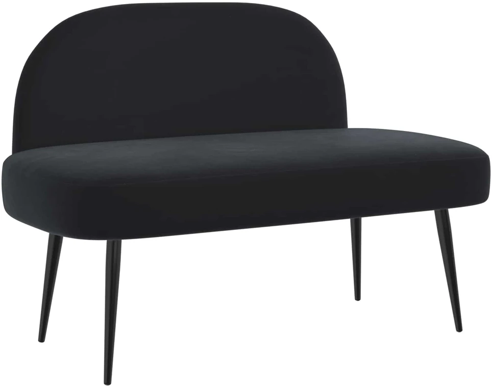 Aptrauktas suolelis su atlošu Juoda 110 x 60 x 76 cm Aksomas