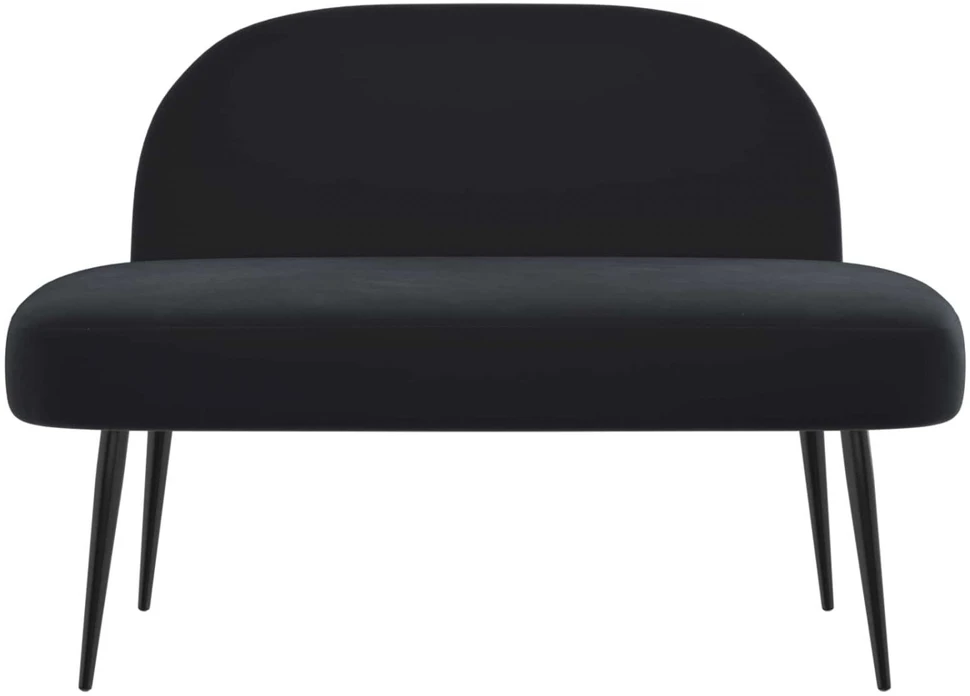 Aptrauktas suolelis su atlošu Juoda 110 x 60 x 76 cm Aksomas