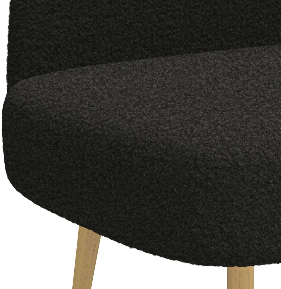 Aptrauktas suolelis su atlošu Juoda 110 x 60 x 76 cm Bouclé