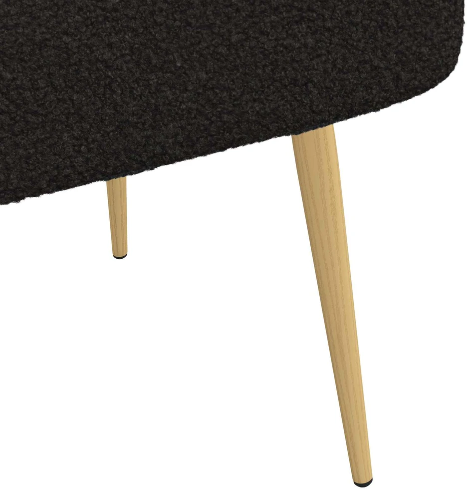 Aptrauktas suolelis su atlošu Juoda 110 x 60 x 76 cm Bouclé