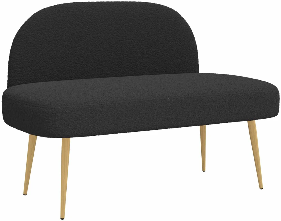 Aptrauktas suolelis su atlošu Juoda 110 x 60 x 76 cm Bouclé