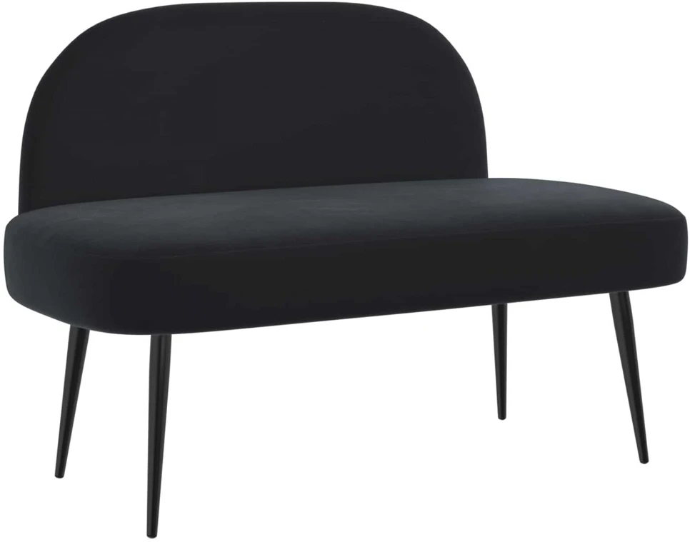Aptrauktas suolelis su atlošu Juoda 110 x 60 x 76 cm Aksomas