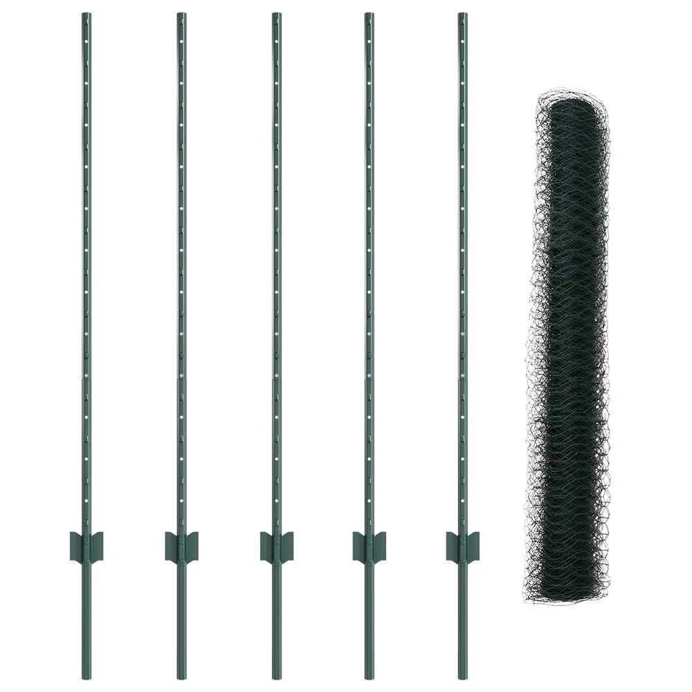 Hexagonal Fence with Post 10 x 1,2 m PVC dengtas plienas Žalia
