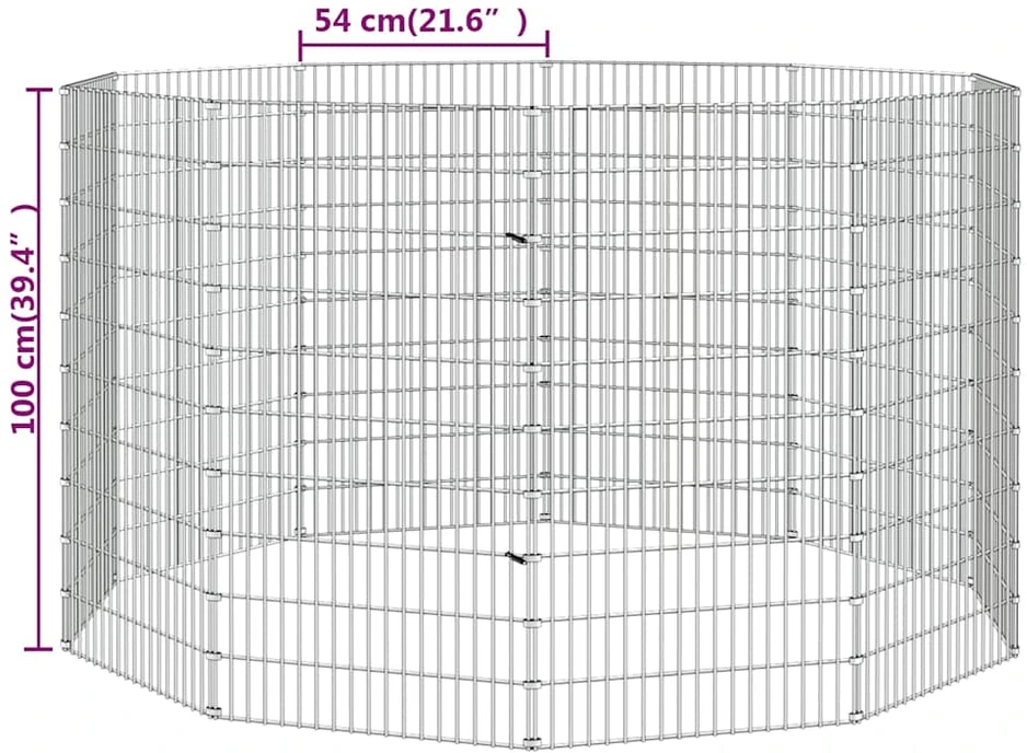 Aptvaras gyvūnams, 10 segmentų, 54x100cm, galvanizuota geležis