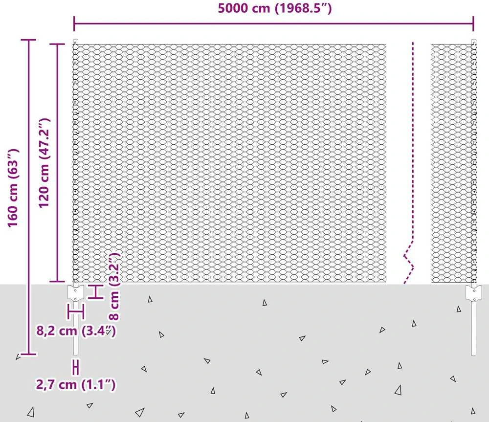 Hexagonal Fence with Post 50 x 1,2 m PVC dengtas plienas Pilka