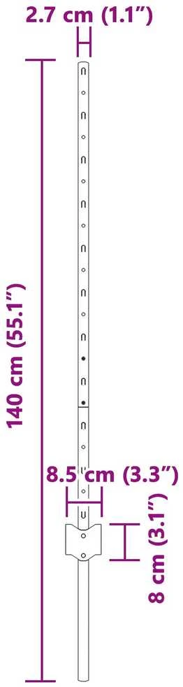 Įmontuotas tvoros stulpas 5 vnt. Pilka 140 cm