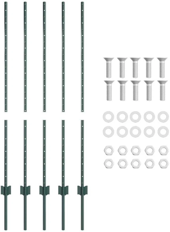 Įmontuotas tvoros stulpas 5 vnt. Žalia 160 cm