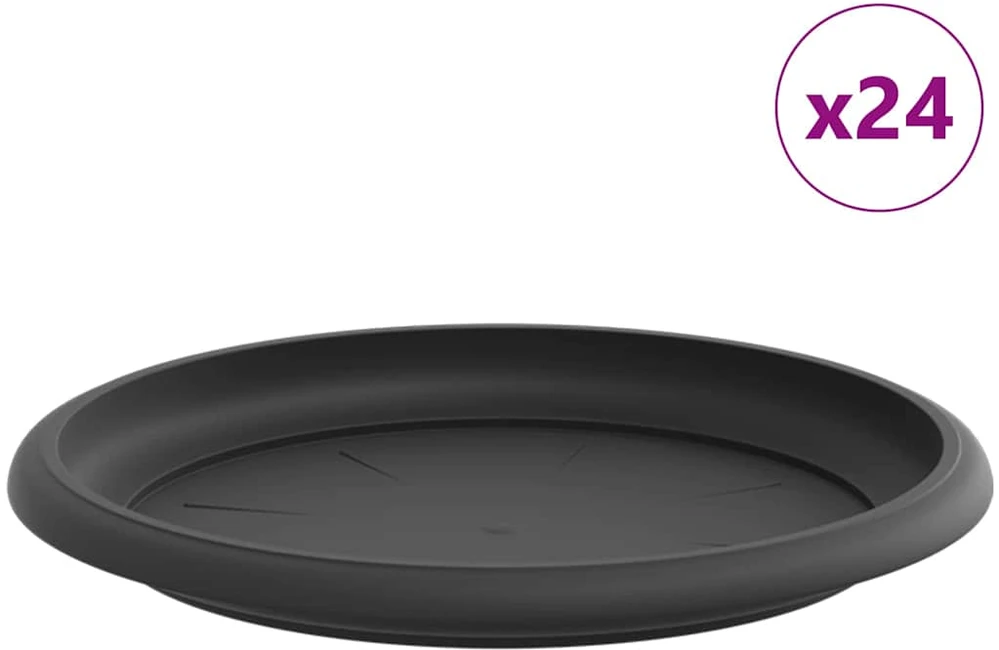 Apvalus gėlių padėklas 24 vnt. Juoda Ø 19 x 2 cm Plastmasė