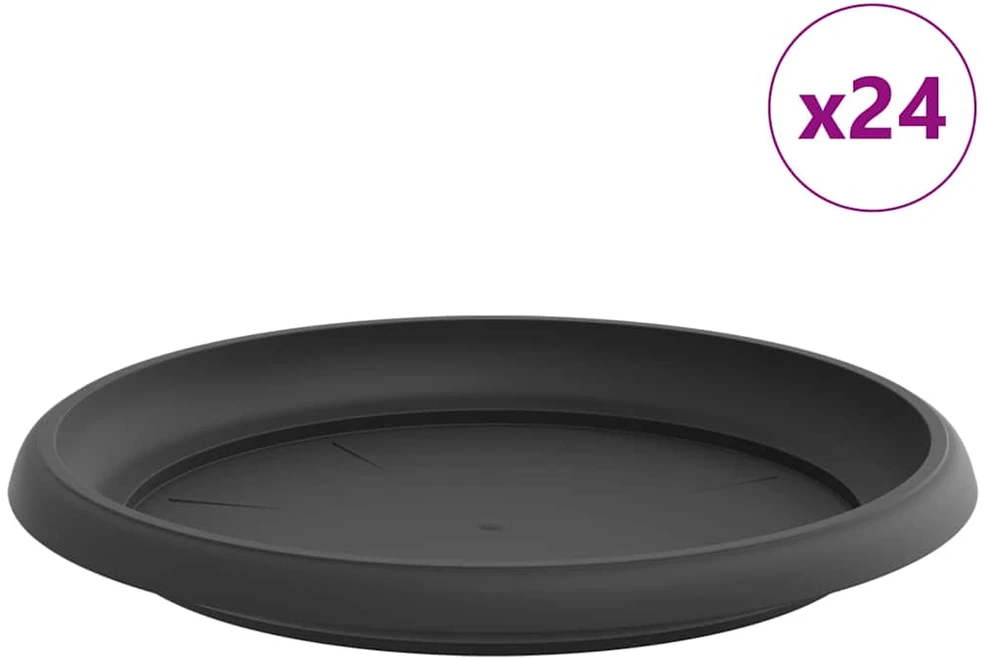 Apvalus gėlių padėklas 24 vnt. Juoda Ø 21,5 x 2,5 cm Plastmasė
