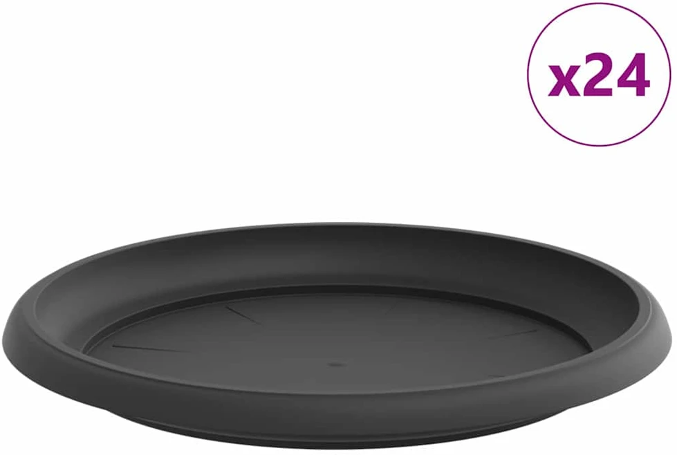Apvalus gėlių padėklas 24 vnt. Juoda Ø 23,5 x 2,5 cm Plastmasė