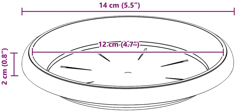 Apvalus gėlių padėklas 6 vnt. Raudona plyta Ø 14 x 2 cm