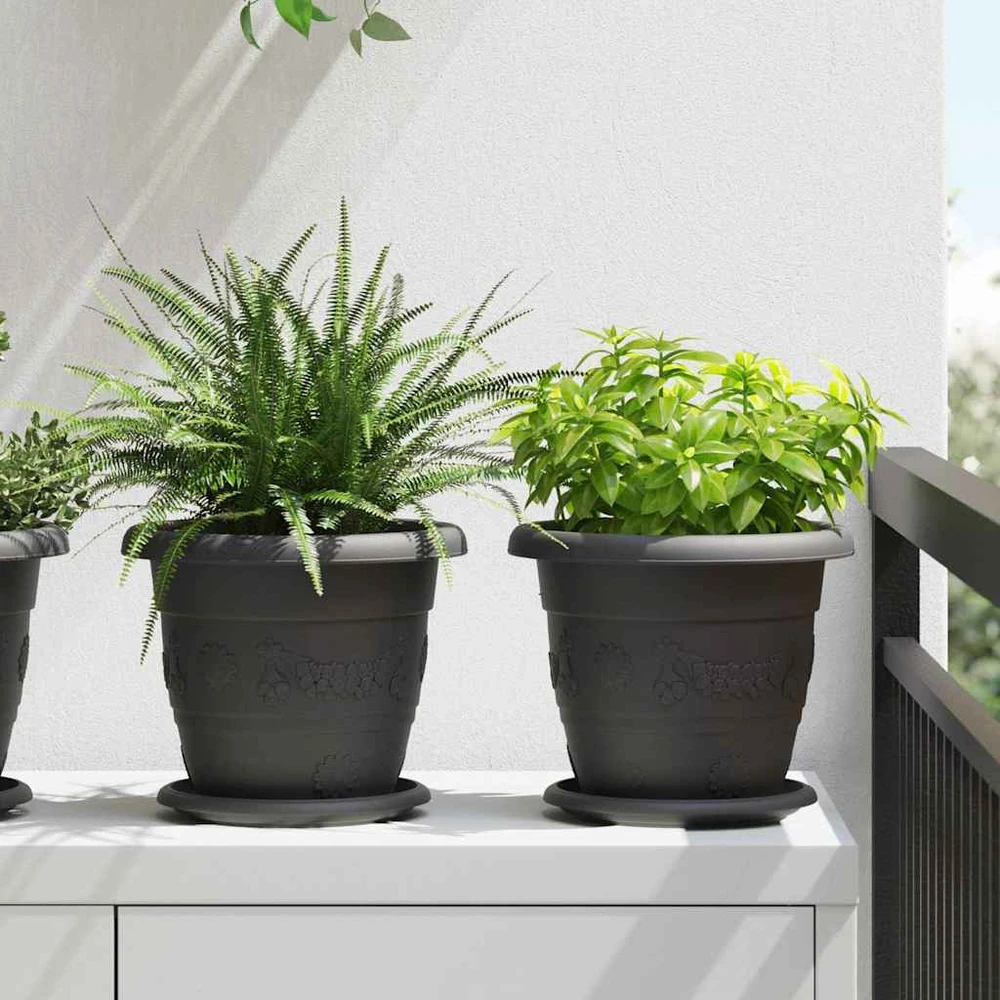 Apvalus gėlių padėklas 6 vnt. Juoda Ø 17,5 x 2 cm Plastmasė