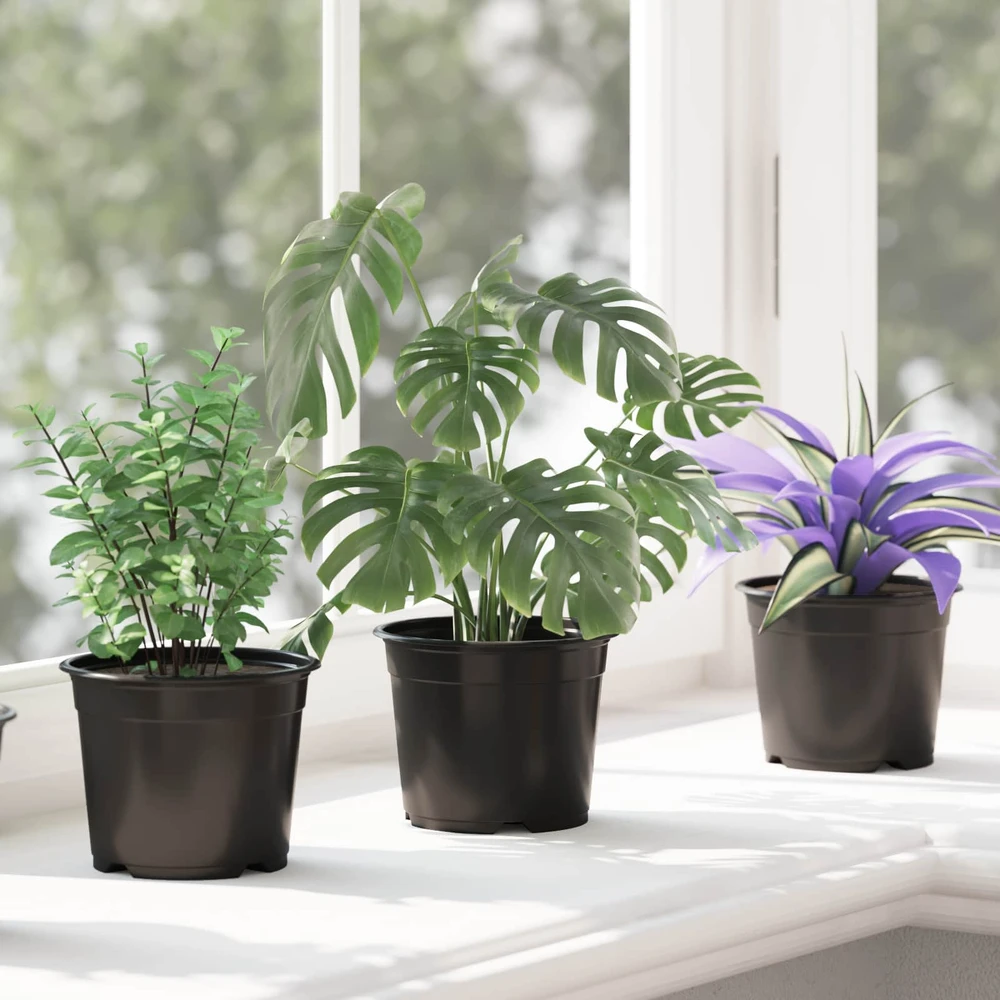 Apvalus gėlių vazonas 100 vnt. Juoda Ø 10 x 8 cm Plastmasė