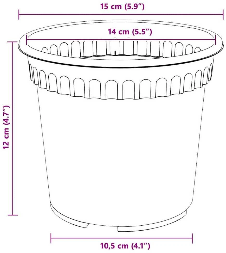 Apvalus gėlių vazonas 24 vnt. Juoda Ø 15 x 12 cm Plastmasė