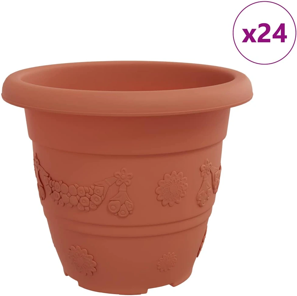 Apvalus gėlių vazonas 24 vnt. Raudona plyta Ø 22 x 18 cm