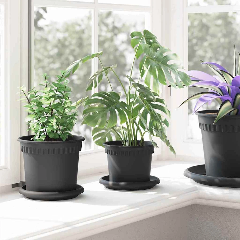 Apvalus gėlių vazonas 6 vnt. Juoda Ø 12,5 x 10 cm Plastmasė