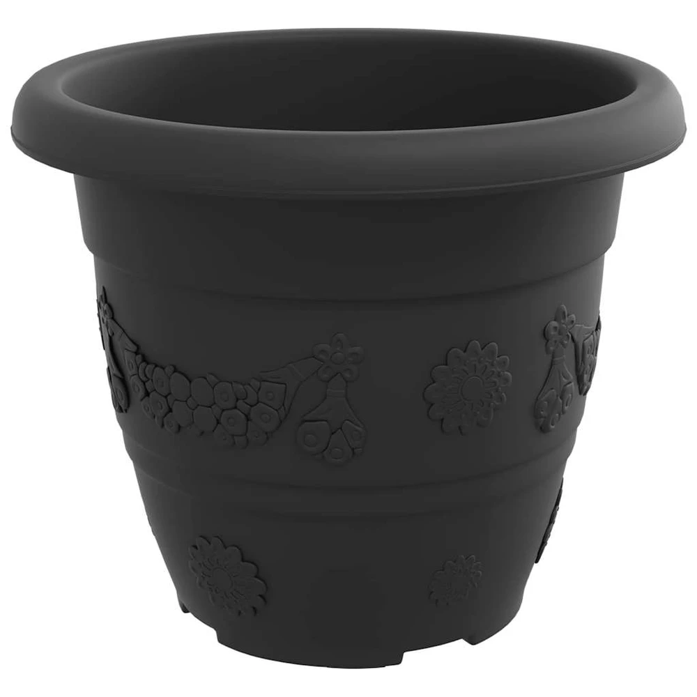 Apvalus gėlių vazonas 6 vnt. Juoda Ø 22 x 18 cm Plastmasė