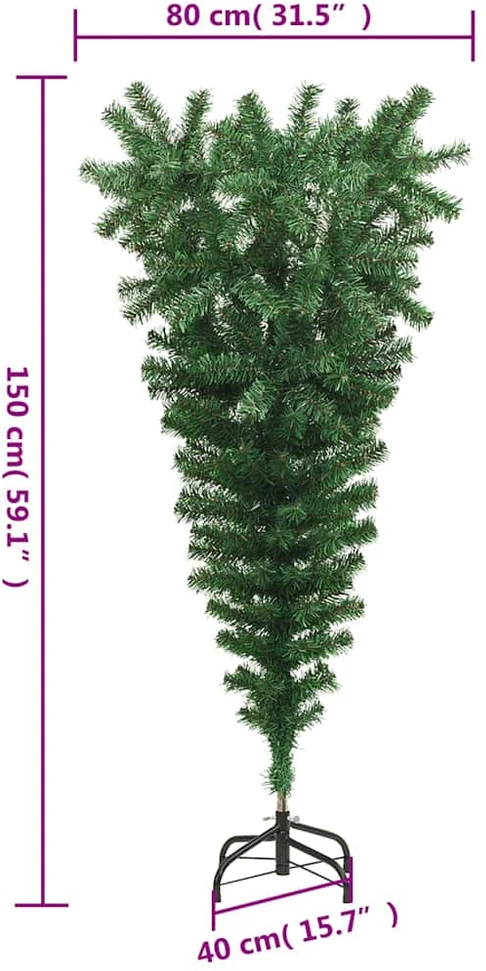 Apversta dirbtinė Kalėdų eglutė su stovu, žalia, 150cm