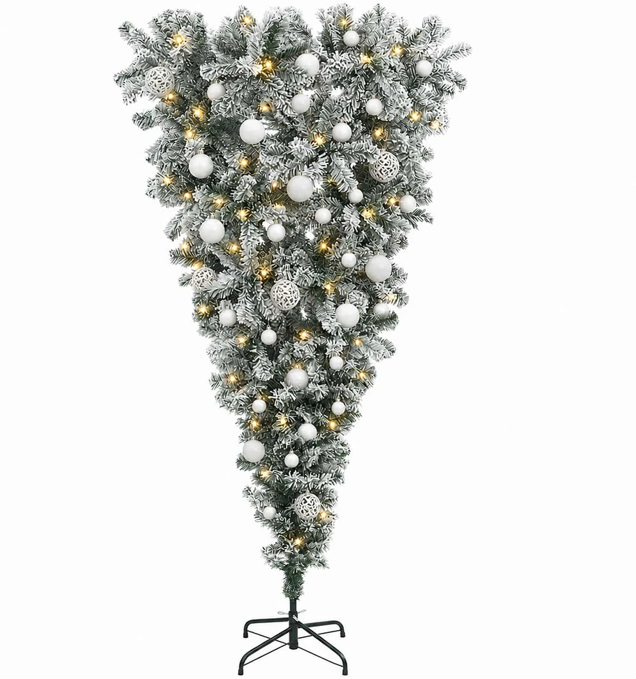 Apverstas dirbtinis Kalėdų eglutė su šakomis 150 cm 150 LED