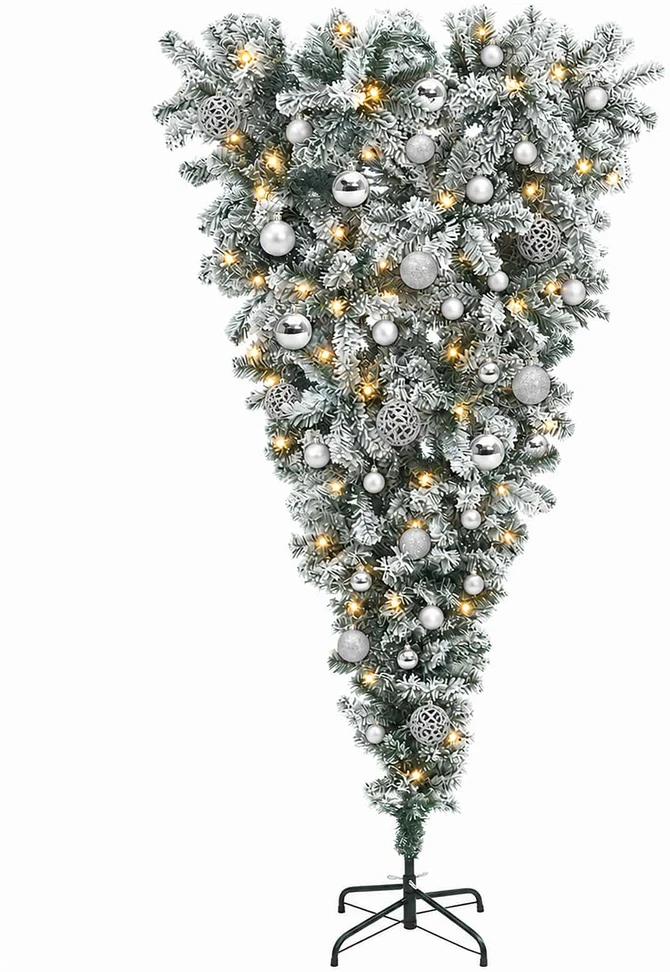 Apverstas dirbtinis Kalėdų eglutė su šakomis 150 cm 150 LED