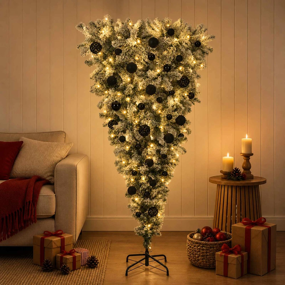 Apverstas dirbtinis Kalėdų eglutė su šakomis 150 cm 150 LED