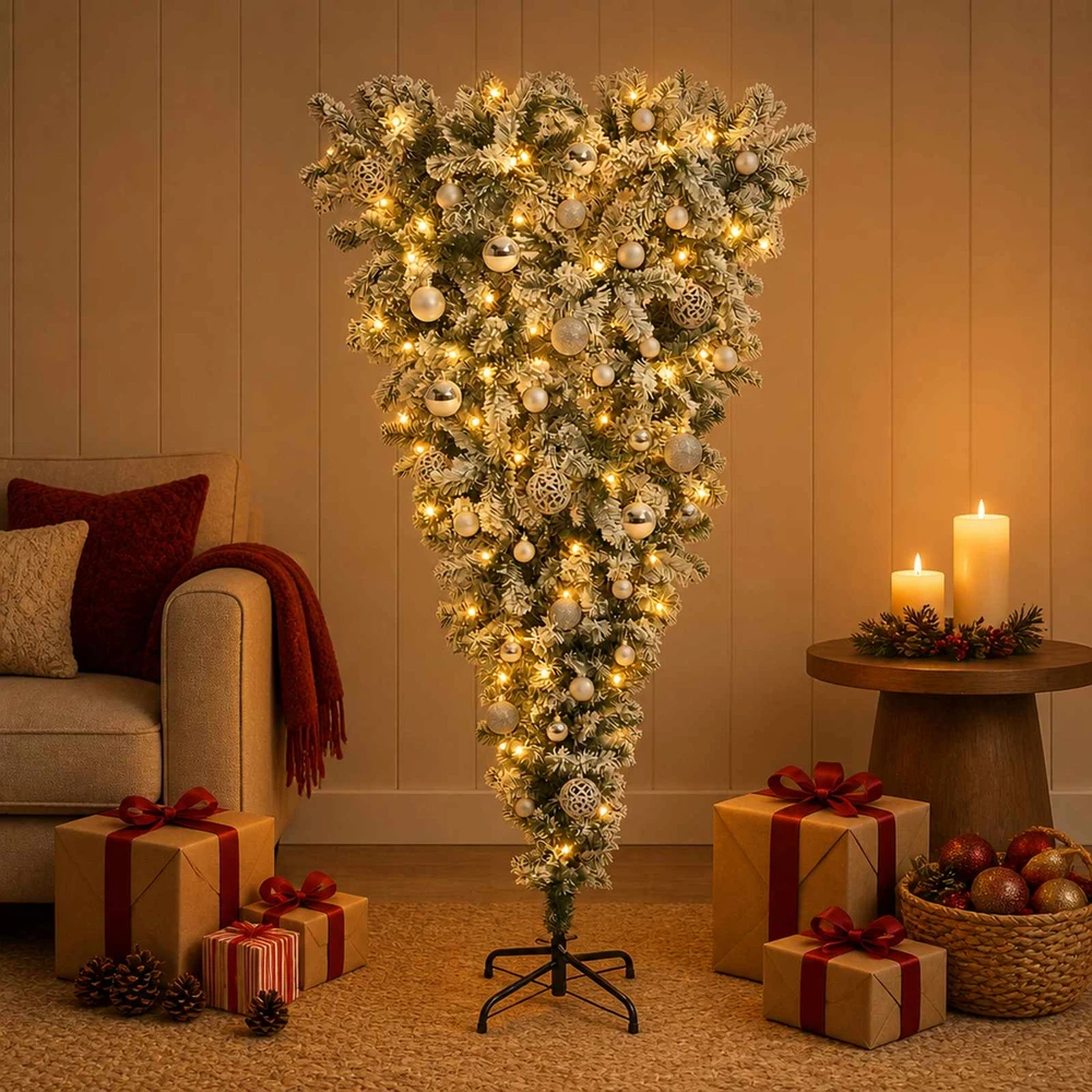 Apverstas dirbtinis Kalėdų eglutė su šakomis 150 cm 150 LED
