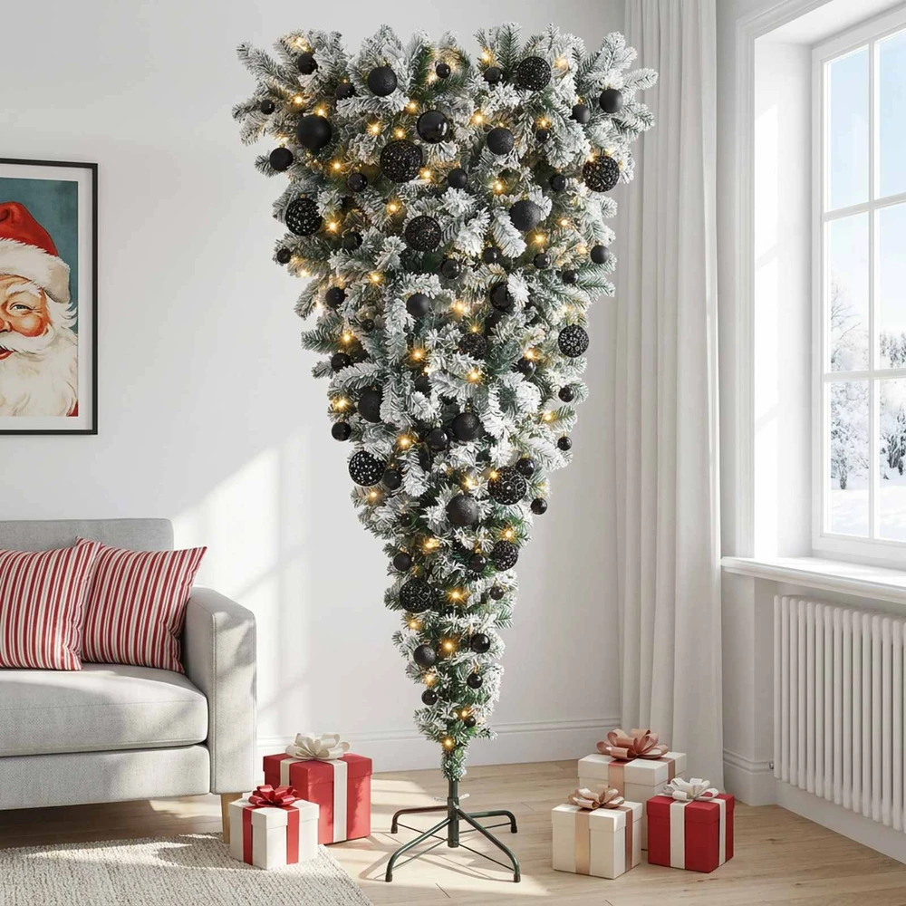 Apverstas dirbtinis Kalėdų eglutė su šakomis 180 cm 300 LED