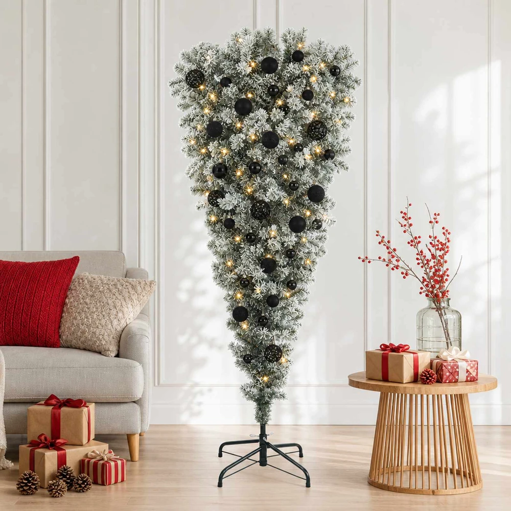 Apverstas dirbtinis Kalėdų eglutė su šakomis 150 cm 150 LED