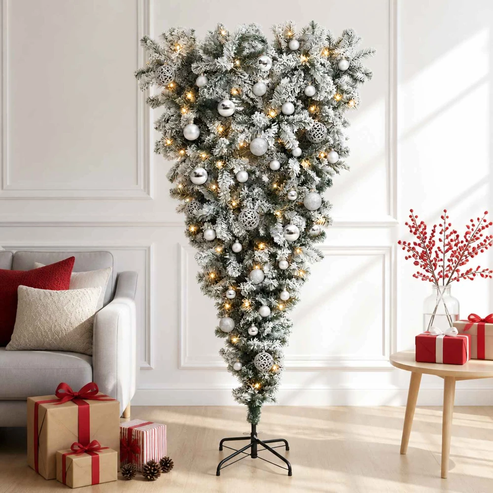Apverstas dirbtinis Kalėdų eglutė su šakomis 150 cm 150 LED