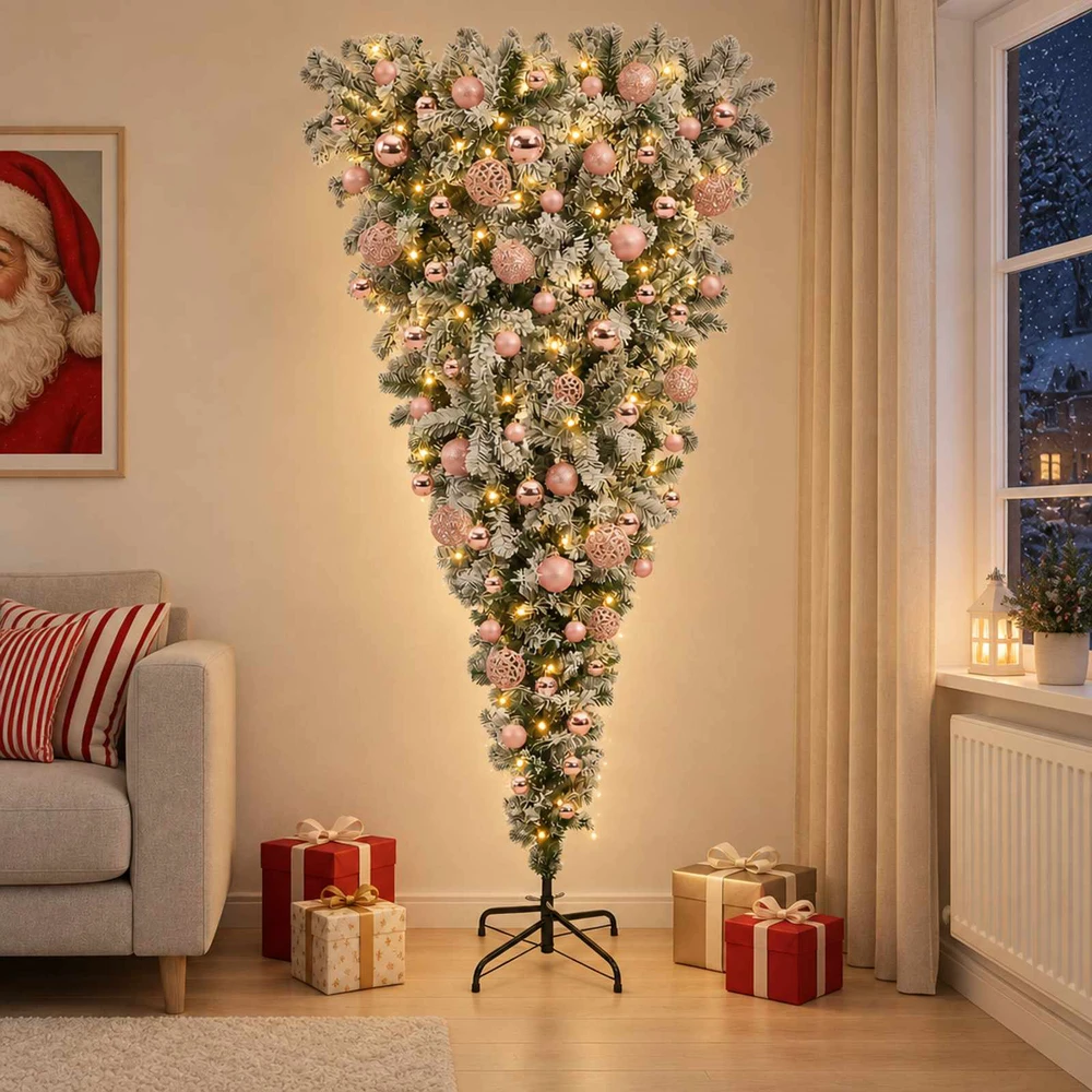 Apverstas dirbtinis Kalėdų eglutė su šakomis 180 cm 300 LED