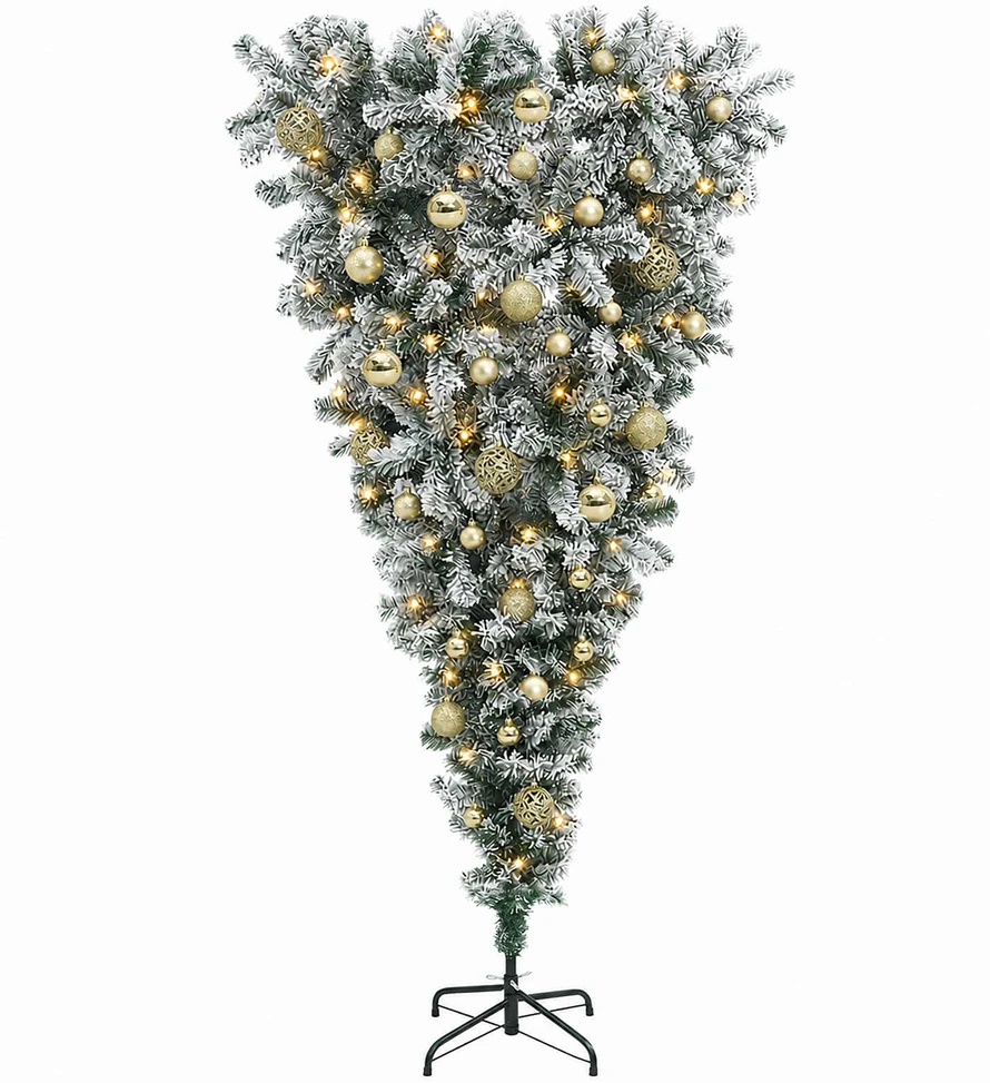Apverstas dirbtinis Kalėdų eglutė su šakomis 150 cm 150 LED
