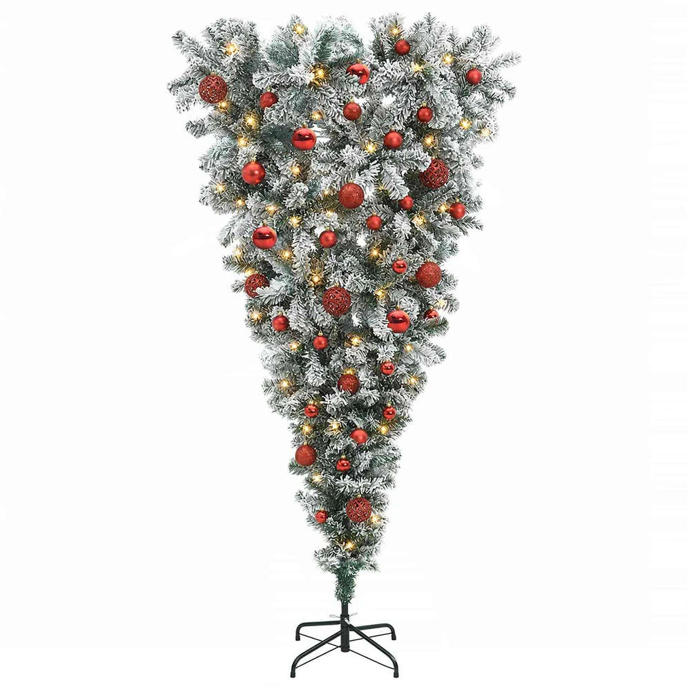 Apverstas dirbtinis Kalėdų eglutė su šakomis 150 cm 150 LED