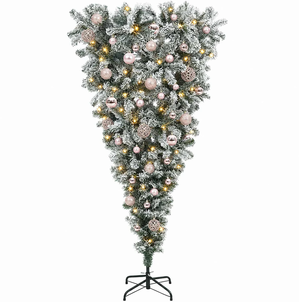 Apverstas dirbtinis Kalėdų eglutė su šakomis 150 cm 150 LED