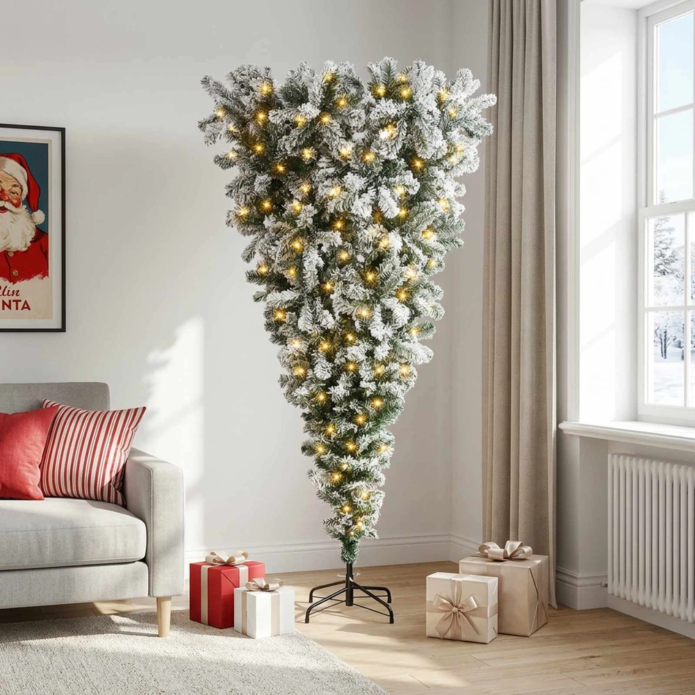 Apverstas dirbtinis Kalėdų eglutė su šakomis 180 cm 300 LED