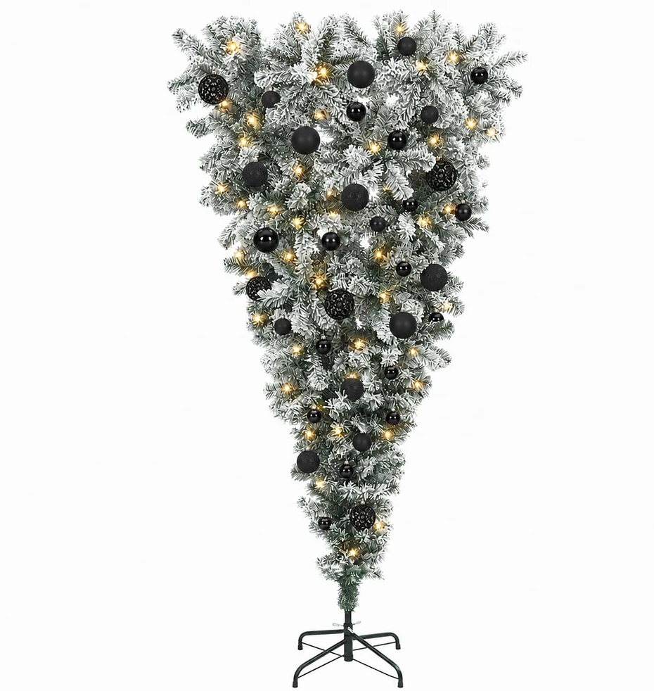 Apverstas dirbtinis Kalėdų eglutė su šakomis 150 cm 150 LED