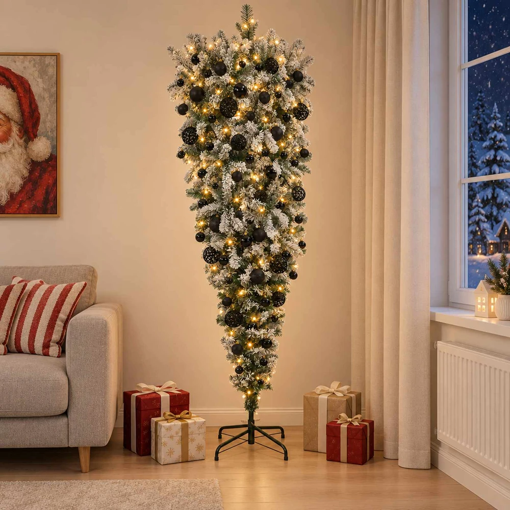 Apverstas dirbtinis Kalėdų eglutė su šakomis 180 cm 300 LED