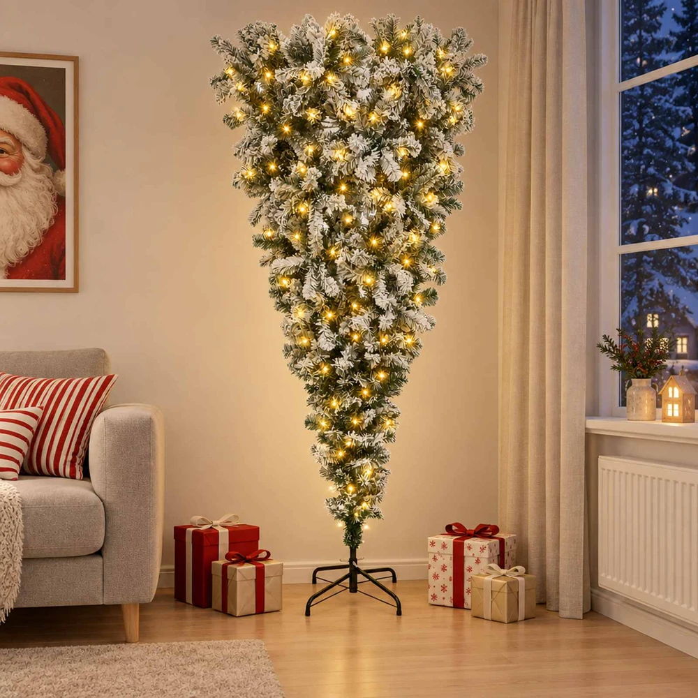 Apverstas dirbtinis Kalėdų eglutė su šakomis 180 cm 300 LED