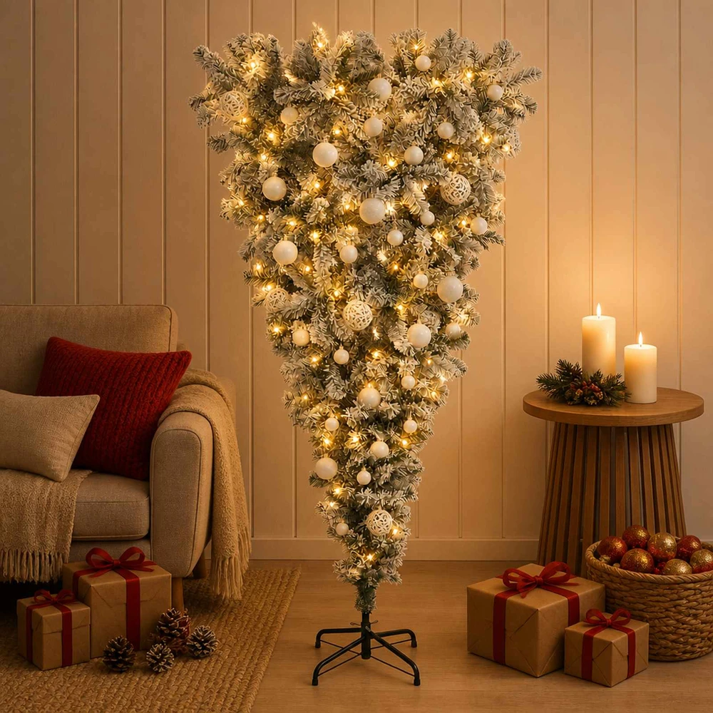 Apverstas dirbtinis Kalėdų eglutė su šakomis 150 cm 150 LED