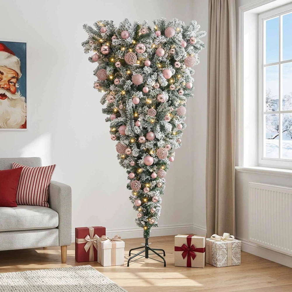 Apverstas dirbtinis Kalėdų eglutė su šakomis 180 cm 300 LED