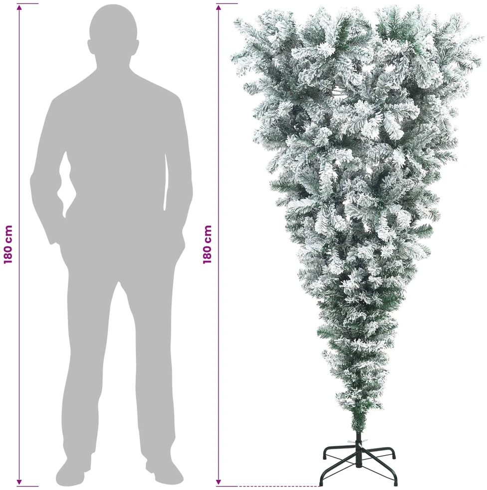 Apverstas dirbtinis Kalėdų eglutė su šakomis 180 cm 300 LED