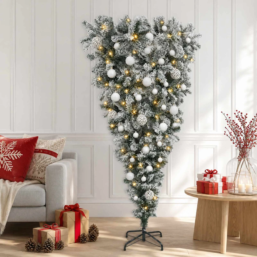 Apverstas dirbtinis Kalėdų eglutė su šakomis 150 cm 150 LED