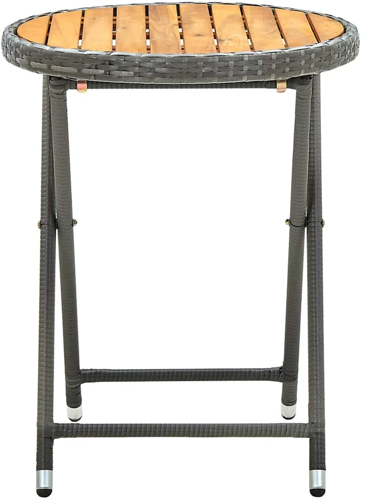 Arbatos staliukas, pilkas, 60cm, poliratanas ir akacijos masyvas