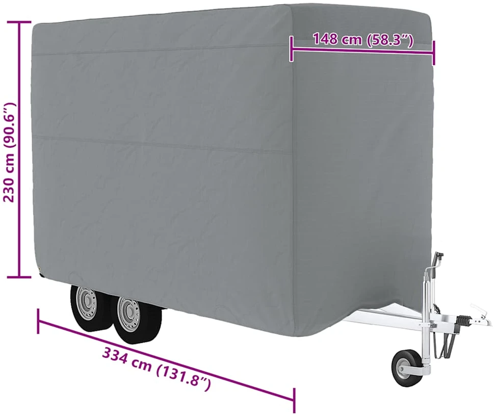Arklio priekabos dangtis, pilka, 334x148x230cm, audinys