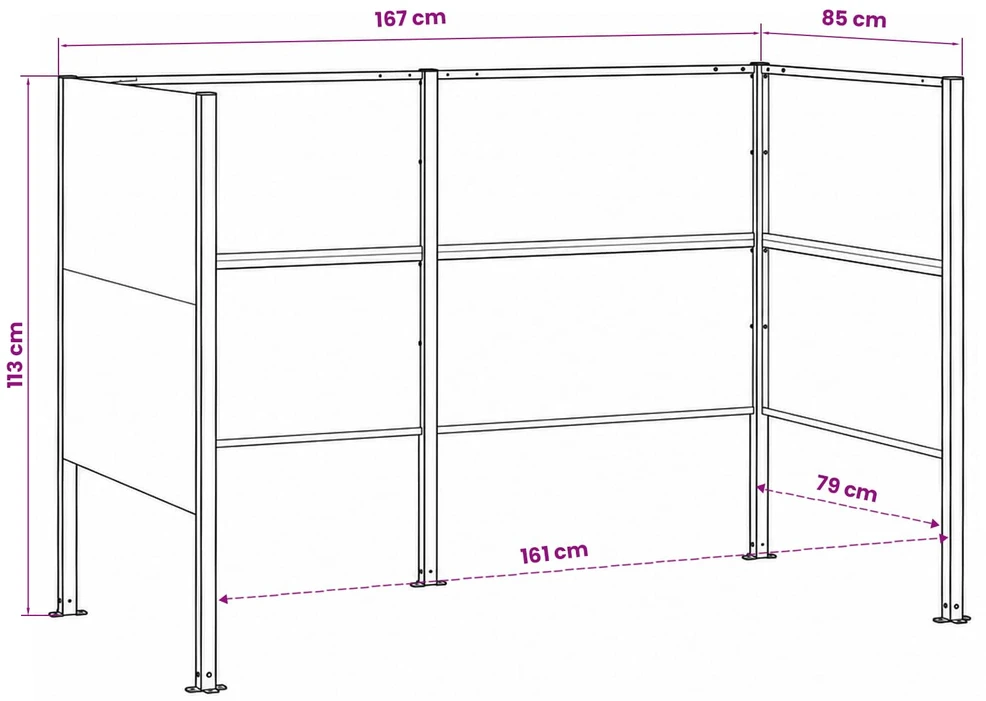Atliekų konteinerio ekranas 167 x 85 x 113 cm Plienas Balta