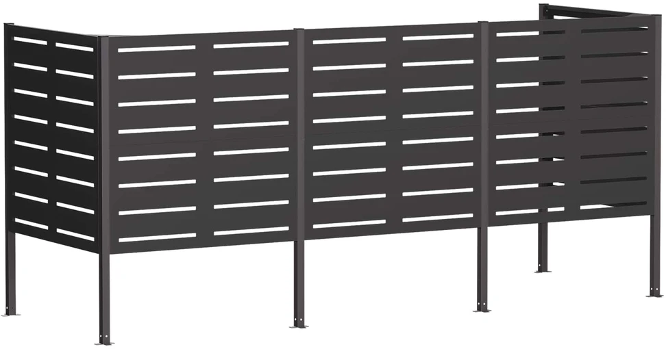 Atliekų konteinerio ekranas 249 x 85 x 113 cm Plienas Juoda