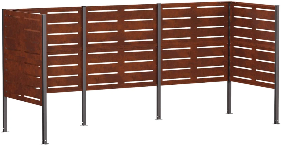 Atliekų konteinerio ekranas 249 x 85 x 113 cm Rūdijanti