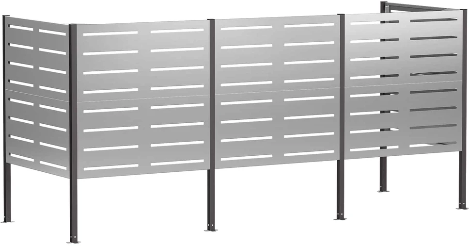 Atliekų konteinerio ekranas 249 x 85 x 113 cm Sidabrinė