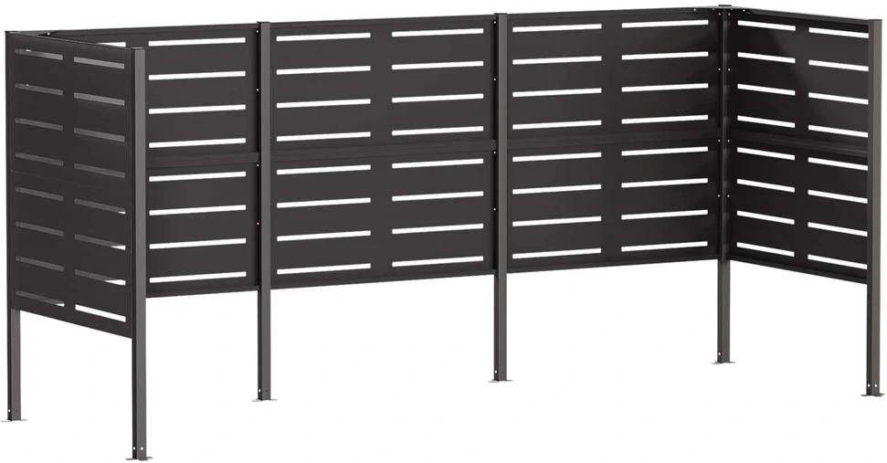 Atliekų konteinerio ekranas 249 x 85 x 113 cm Plienas Juoda